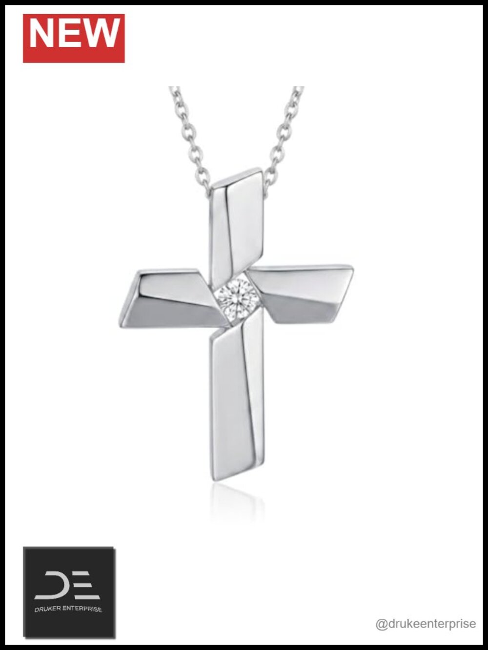 Sterling Silver Diamond Cross Pendant Necklace Women Lab Grown 925